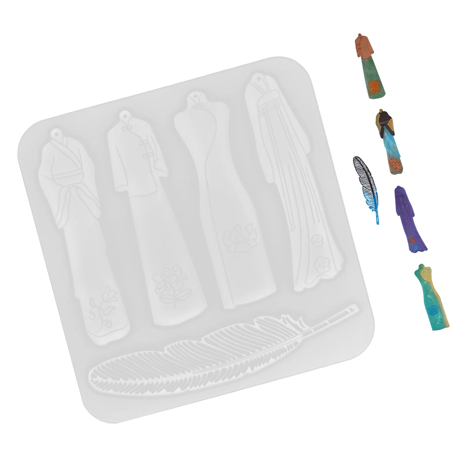 

Reusable Silicone Pendant Mold Flexible Smooth Surface DIY Bookmark Pendant Mold for Jewelry Keychain Accessories Resin