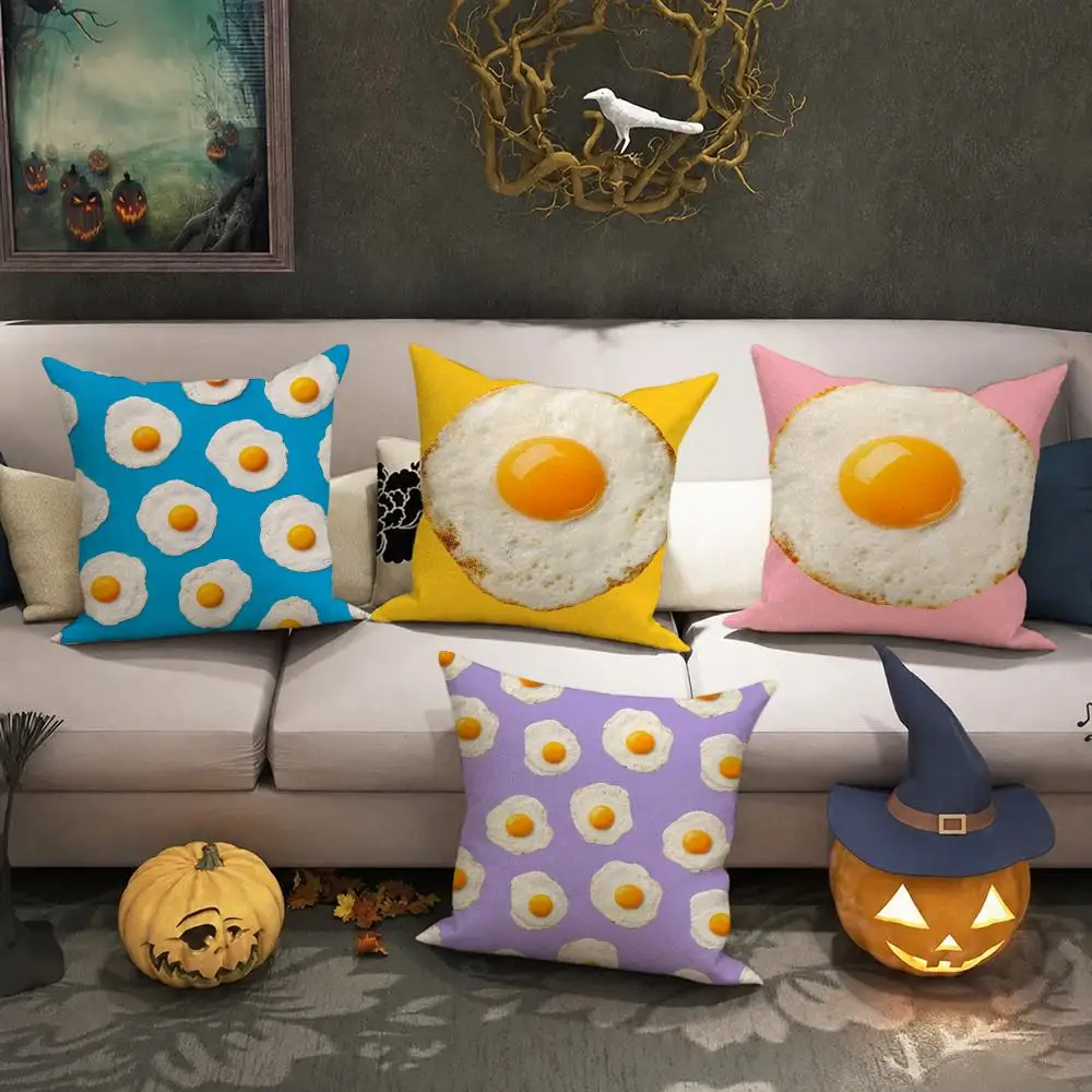Pizza, huevo frito Cushion Cover Halloween decoration trick or treat cushion cover, ghost, pumpkin head, bat decoration