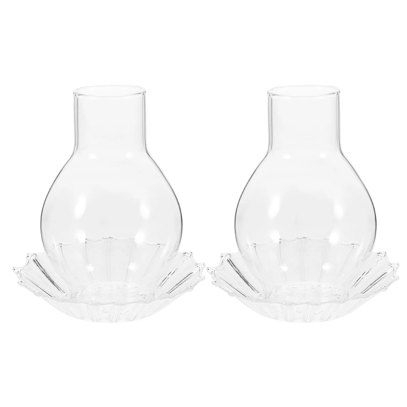 مجموعتان من حاملات الزجاج الشفاف، أغطية شمع عتيقة مقاومة للرياح، غطاء مزخرف، ظلال شمع زجاجية شفافة #5