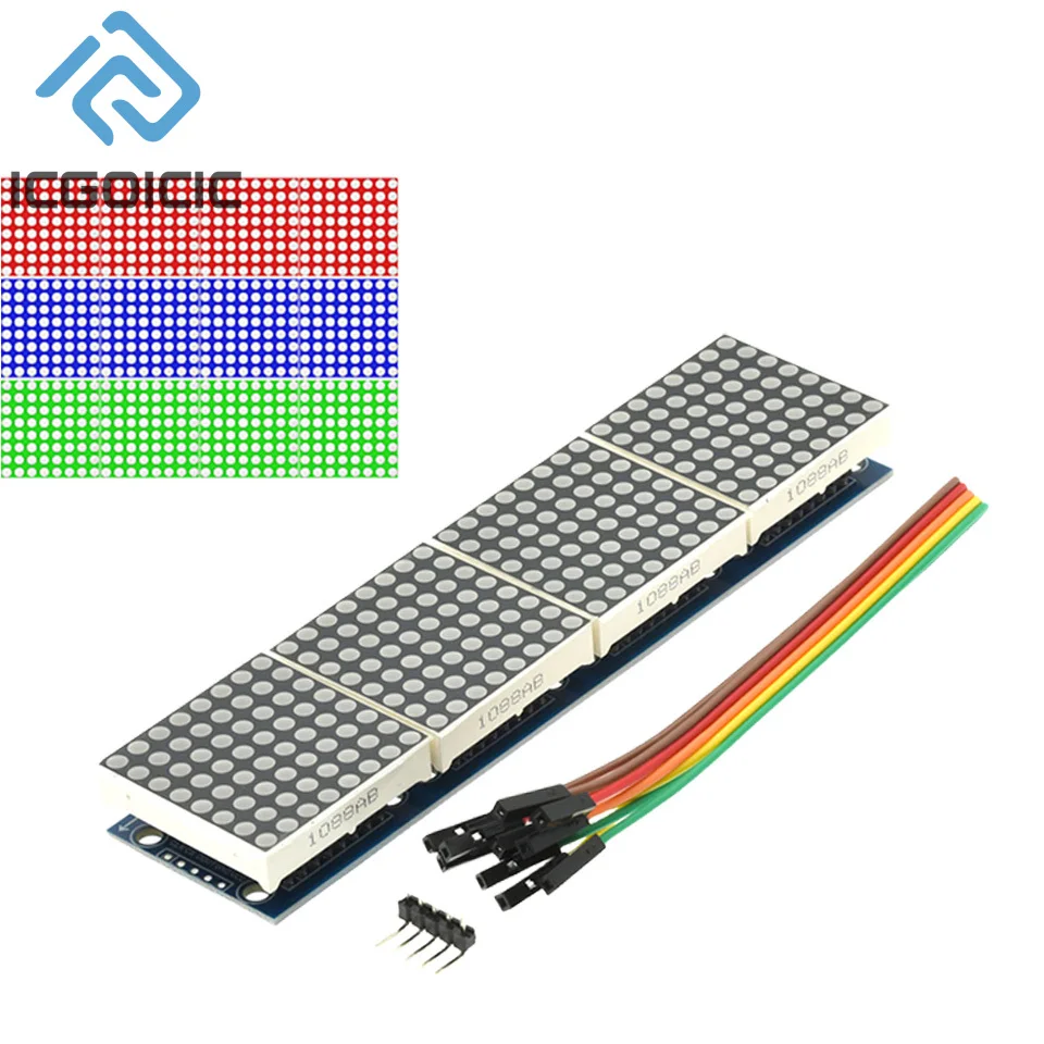 MAX7219 Moduł matrycy punktowej do mikrokontrolera Arduino 4 w jednym wyświetlaczu z linią 5P