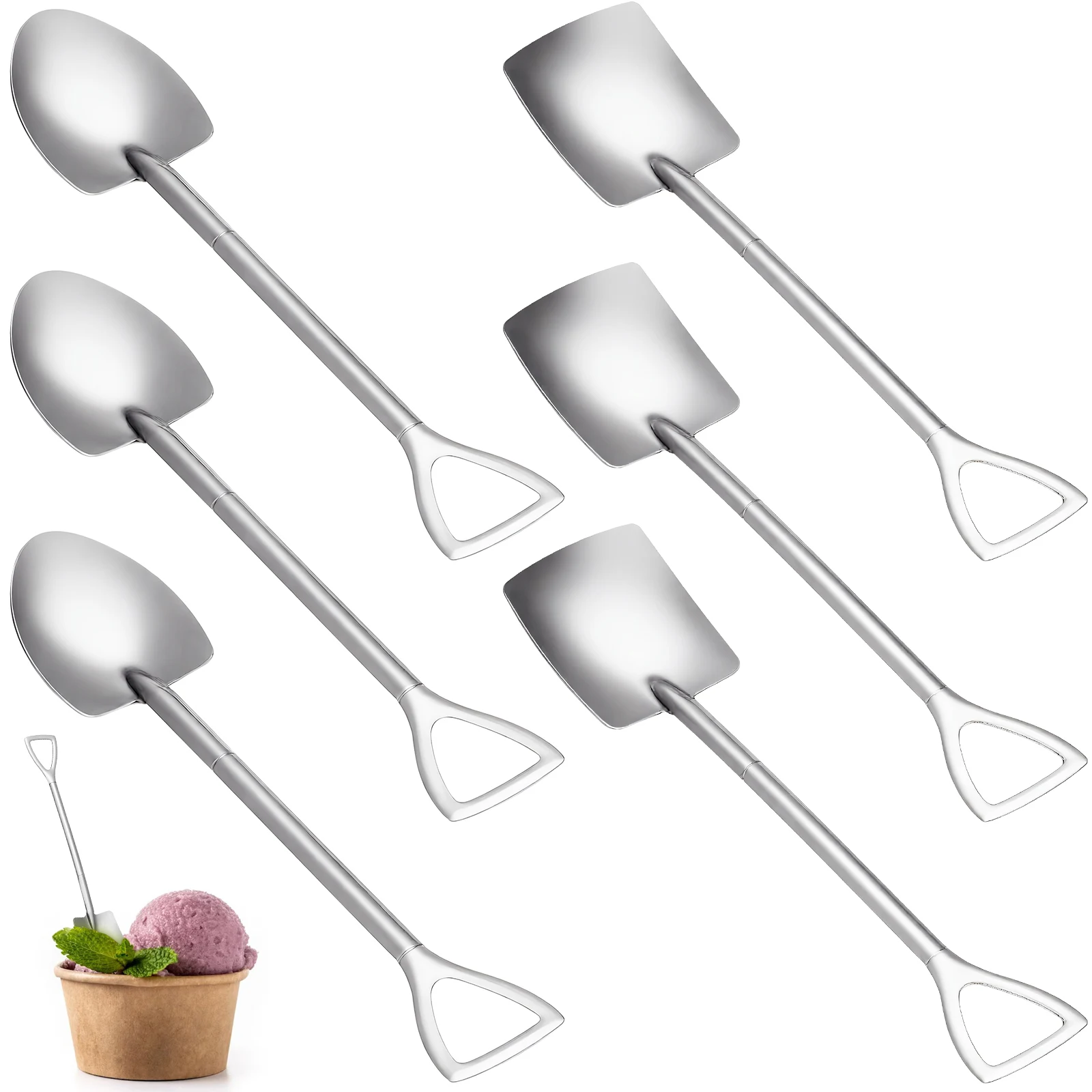 

6 pcs Stainless 304 Rustproof Ice Dessert Spoon Ice Cream Scoop Cream Scoop Digging Spoon Home Tableware Kitchen Bar Tools