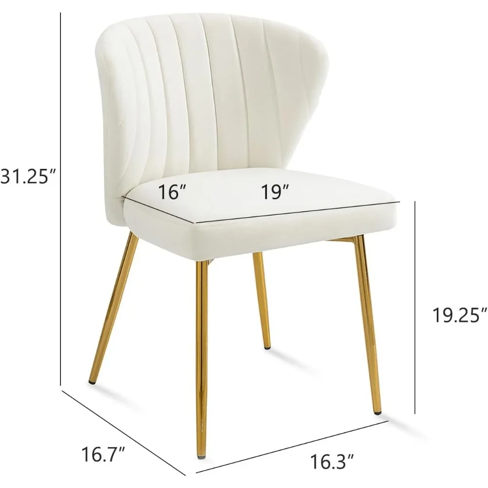 Dining Chair Set of 4 with Golden Metal Legs, Tufted Upholstered hairs, Modern Velvet Dining Chair