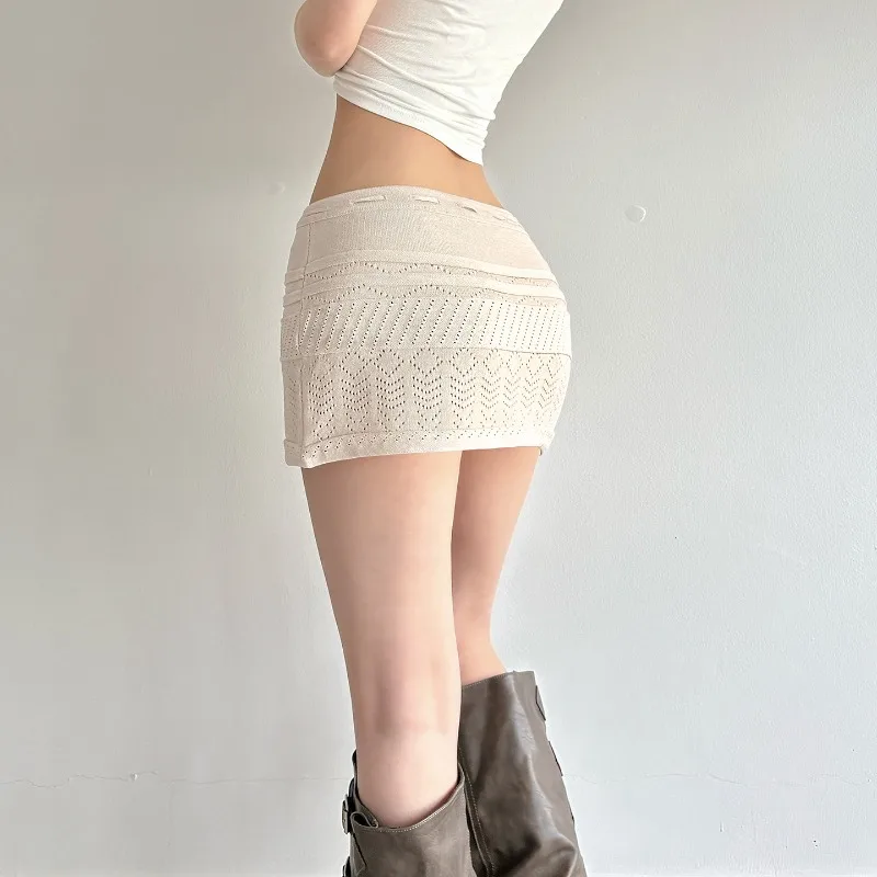 2026 Spring and Summer Hollow A-shaped Skirt Low Waist Lace-up Short Skirt