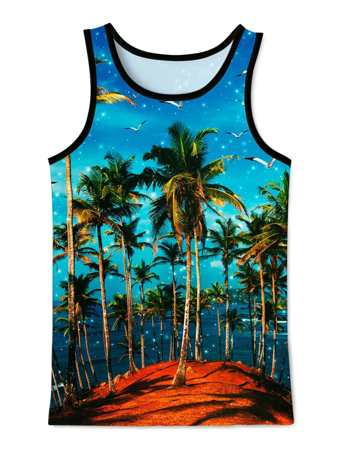 MSIEESO Brand Vest Hawaiian Shirt Palm Tree Pattern Printed Men Singlet Fashion Sleeveless Tank-Tops Casual Unisex Chaleco