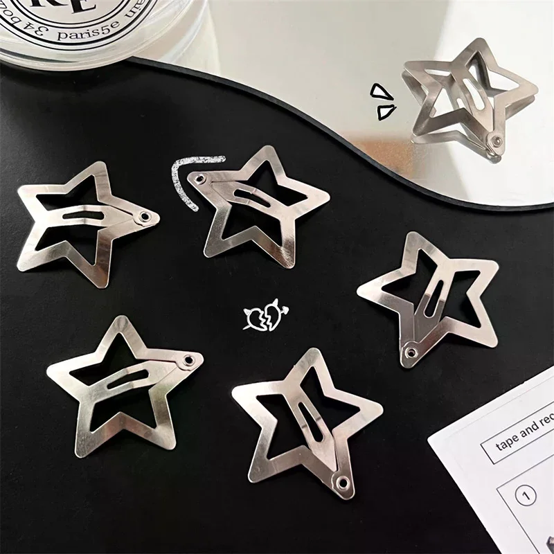 10pcs Star Hair Clips Snap Hair Barrettes Non Slip Five Pointed Star Hair Accessories for Girls Women Y2K Metal Hair Clips