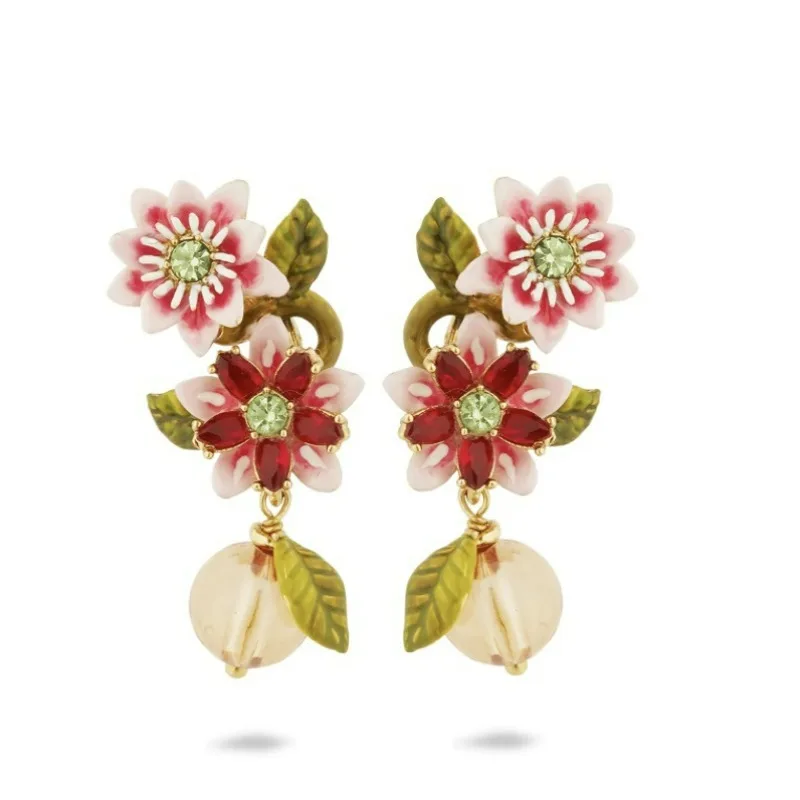 

Luxury Summer Vacation Beach Bohemia Style Passionflower Flower Combination Earrings Ear Clip Necklace Ring Bracelet for Women
