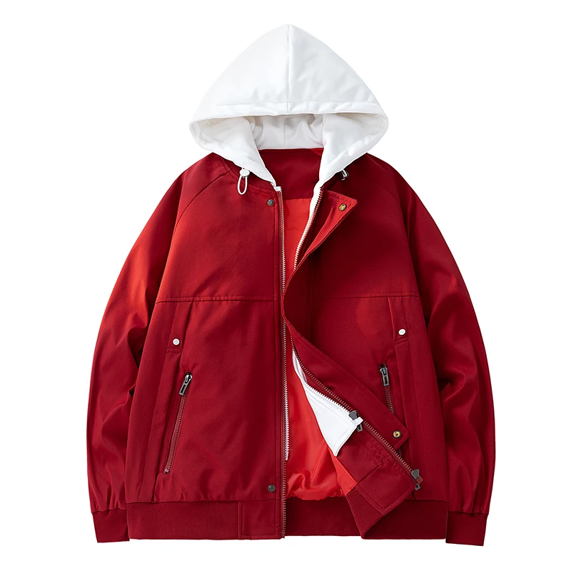 New Spring Autumn Fashion Brand Fake Two Piece Waterproof Anti Fouling Simple Jackets Men Women's Same Loose All-Match Jackets