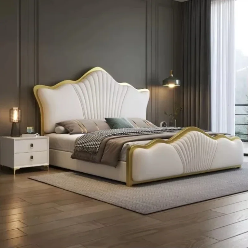 Lightweight luxury modern leather bed bedroom double bed upscale air pressure drawer storage bed