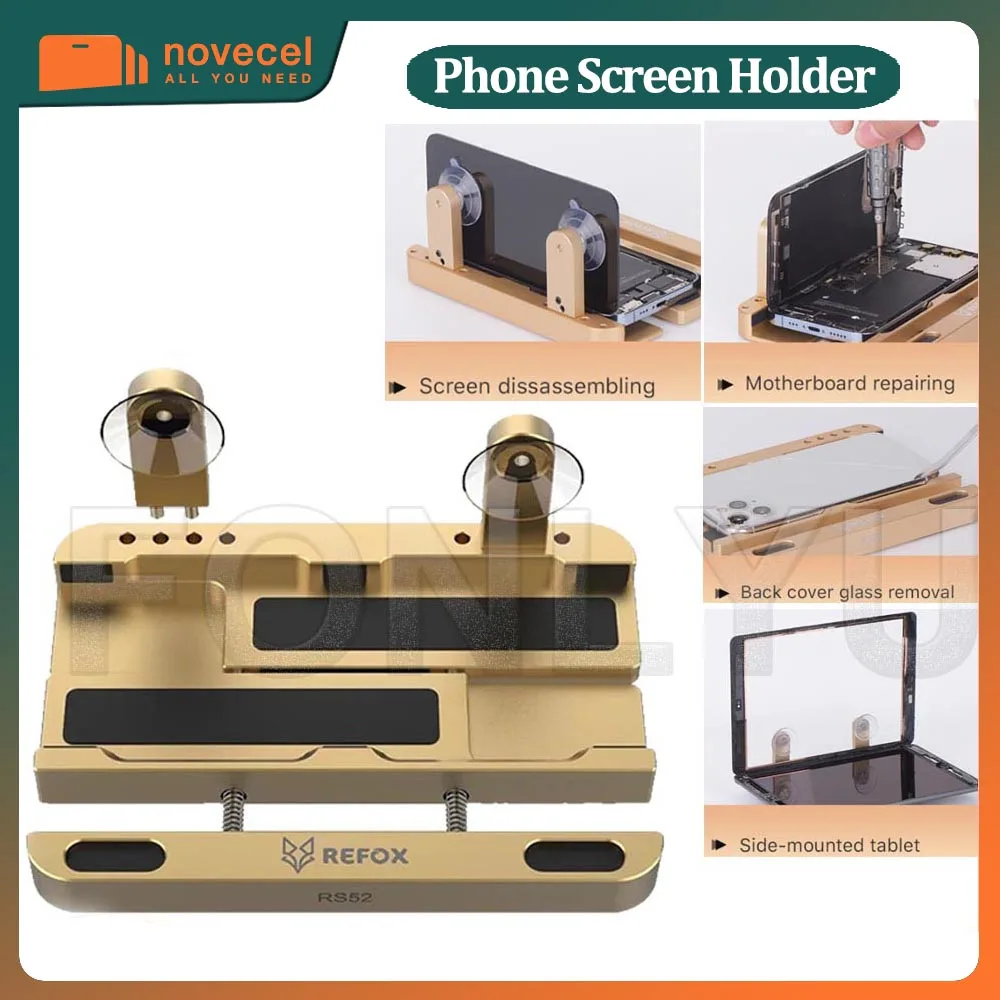 Refox RS52 Multifunctional Mobile Phone Universal Clamp Fixture Disassemble Opener Rear Cover Glass Metal Clamping Repair Tool