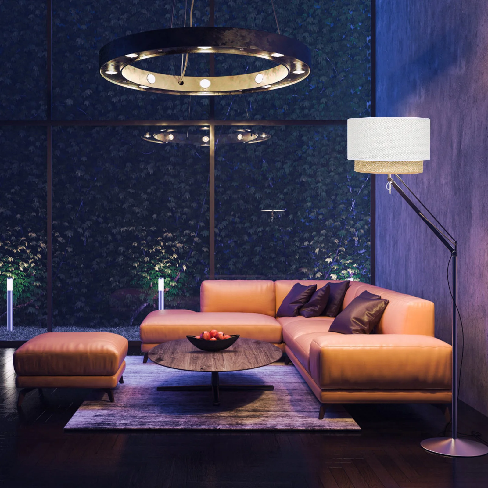 

2 Tier Fabric Lampshade Pendant Light Fixture Replacement Drum Style Hanging Lamp Shade Lighting Decoration