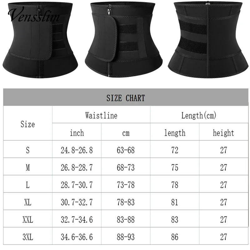 Vensslim Sauna Workout Waist Trainer Trimmer Men Weight Loss Neoprene Body Shaper Sweat Belly Belt with Adjustable Straps Corset