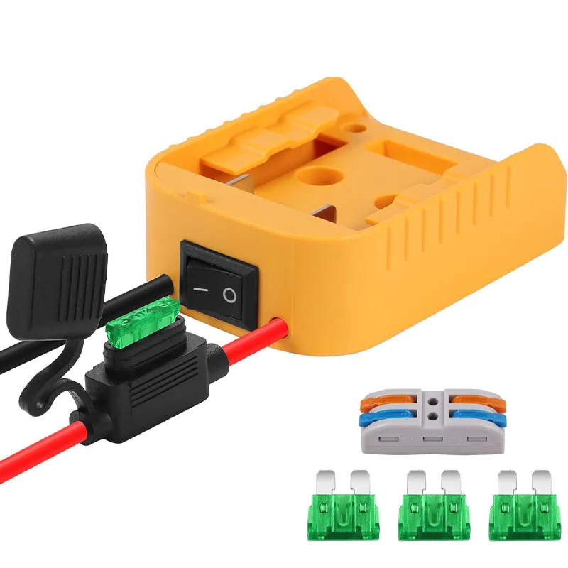 

Power Wheels Adapter for Dewalt 18V 20V Li-ion Battery with Switch Fuse 12AWG Wire Power Connector for DIY Rc Car Toys Robotics