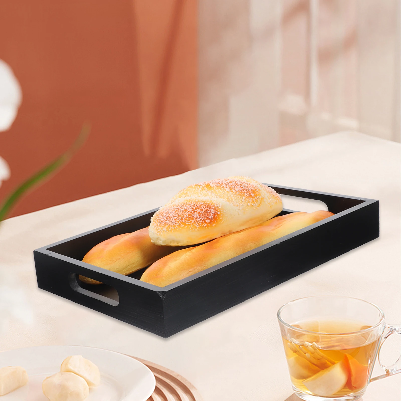 

Wooden Tray Tea 32x20x4cm Smooth Surface Easy Clean Rectangular Tray Home Restaurant Hotel Cafe Fruit Snack Serving Plate