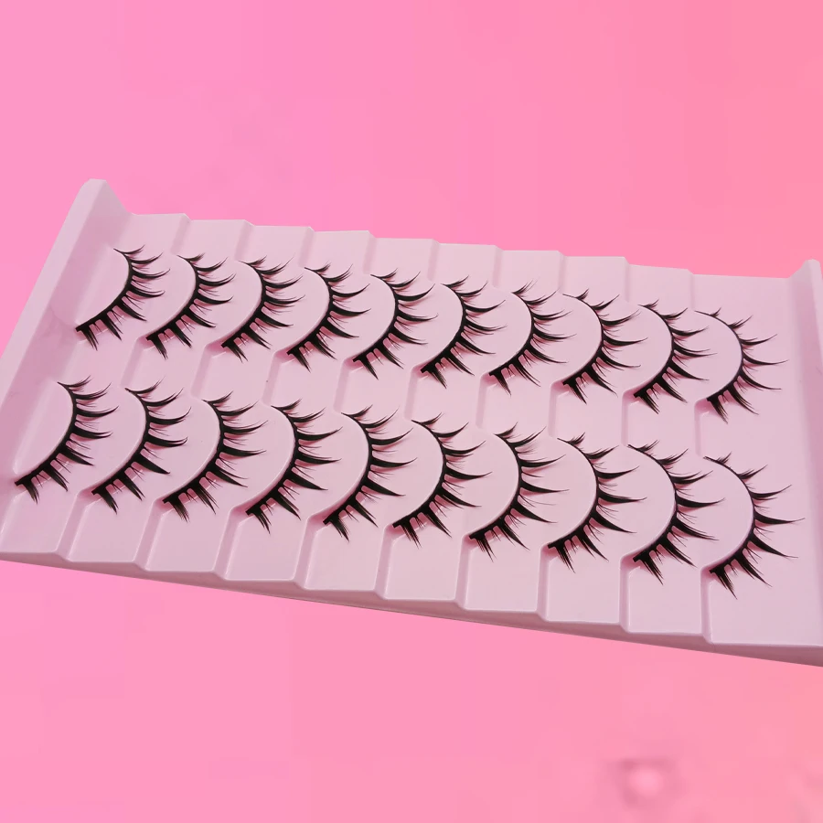 10 paia di diffusione naturale, punte a forma di croce, stile arricciatura naturale, adatto per ciglia finte per principianti