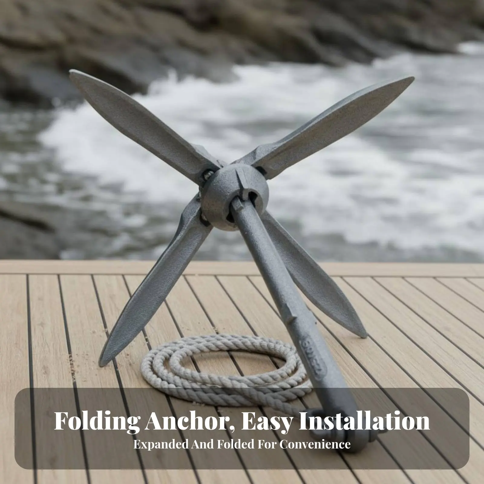 

Folding Grapnel Anchor Foldable Galvanized Boat Anchor Portable for Sailing Lovers, Kayaking, Catch Ing
