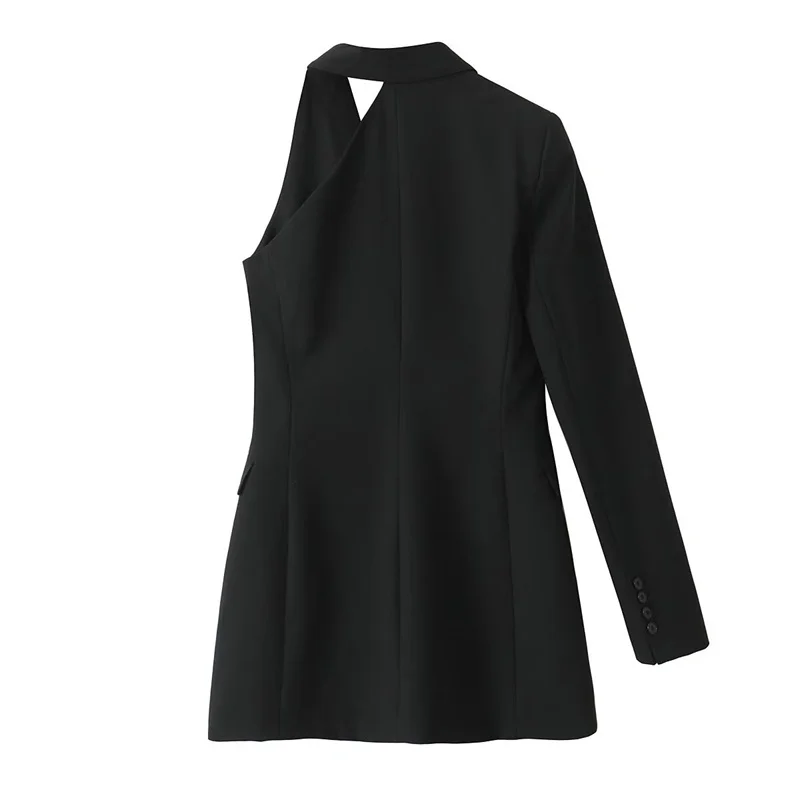 Keyanketian 2024 neue Frauen eine Schulter asymmetrischen Anzug Blazer Herbst schlanke Mode schwarz Neck holder Oberbekleidung schickes mittellanges Top