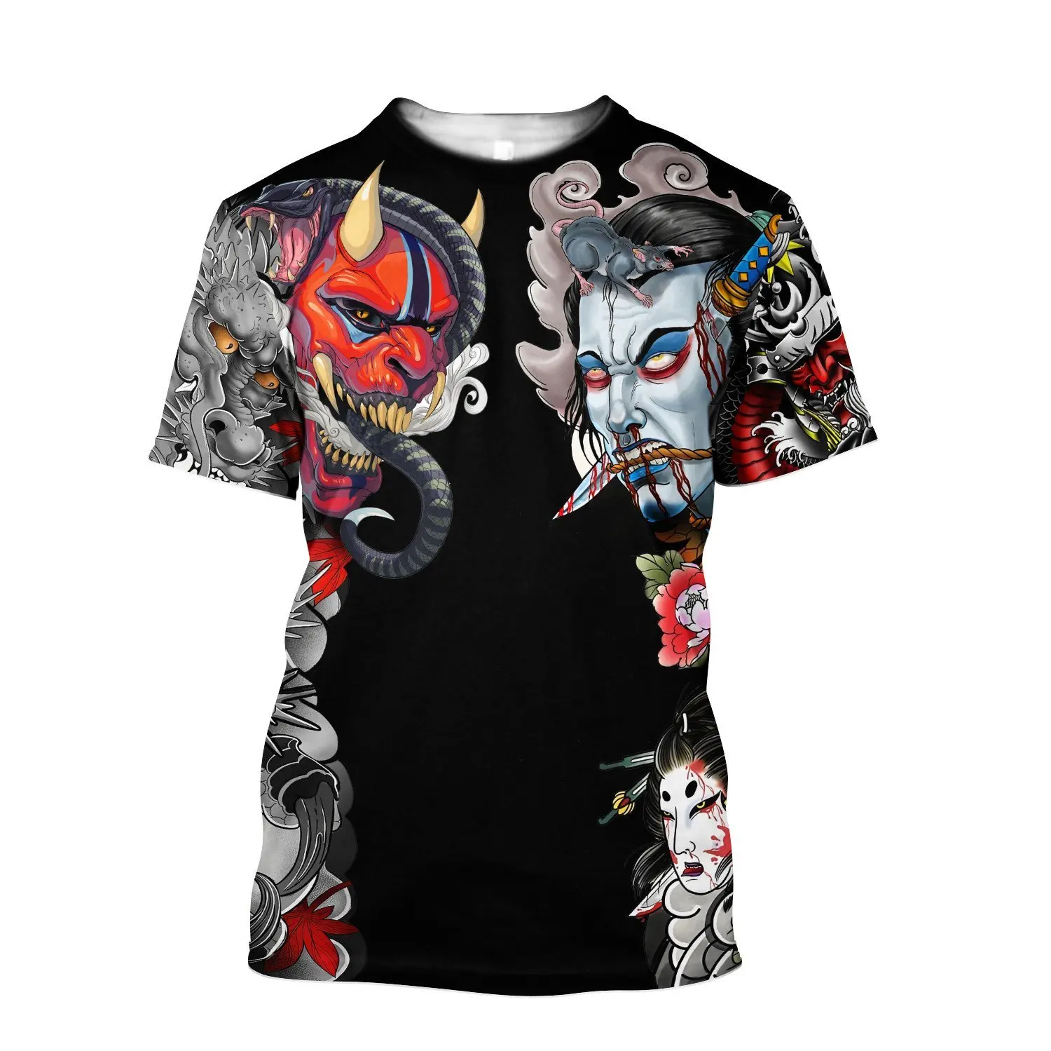 Summer Tattoo 3D Printing Men's T-Shirt Buddhist and Ghost Men's Casual Short Sleeve Harajuku Unisex T-Shirt