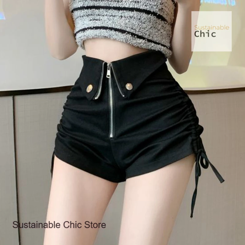 Pantaloncini casual dritti coreani Spice Girl moda estiva femminile temperamento nero casual Joker pantaloni a gamba larga slim a vita alta.