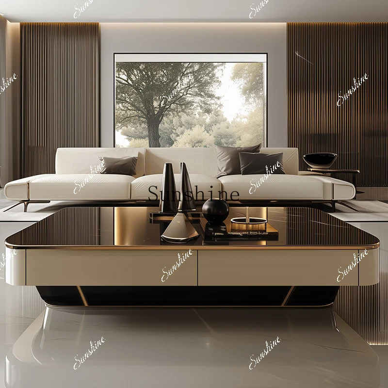 Modern large coffee table living room household light luxury microcrystalline stone meeting office commercial tea table  FT