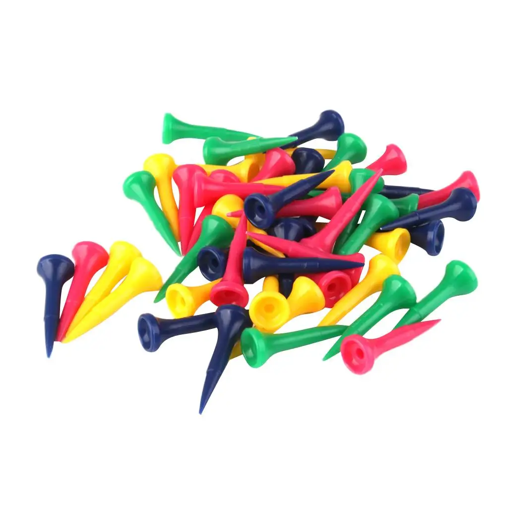 Pack 50pcs Novelty GRADUATED Plastic Golf Tee Tees 40mm - Assorted Colors