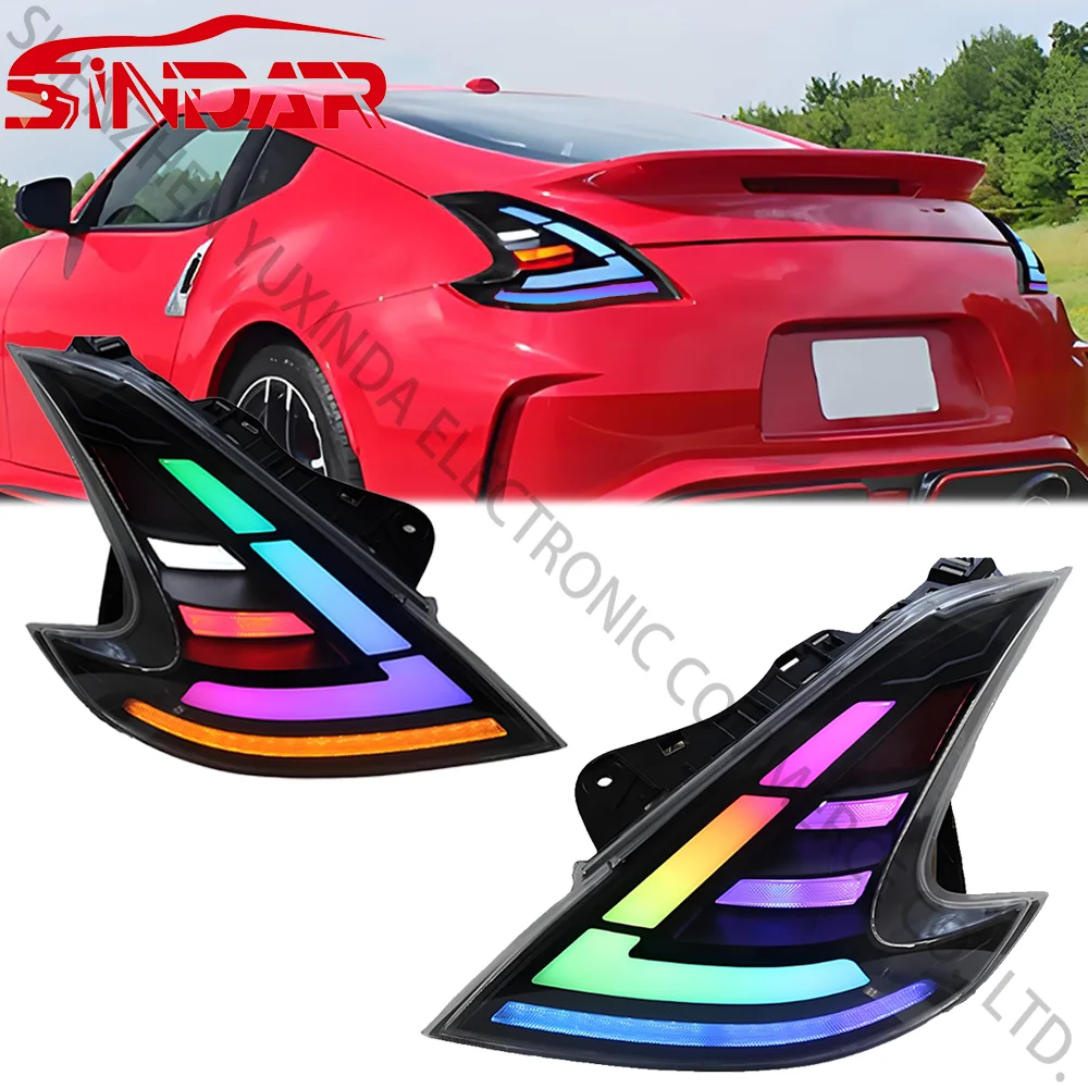 

SINDAR Car RGB Taillights Assembly for Nissan 370z 2008-2019 Upgrade Modified LED Projector Tail Lamp Accessories