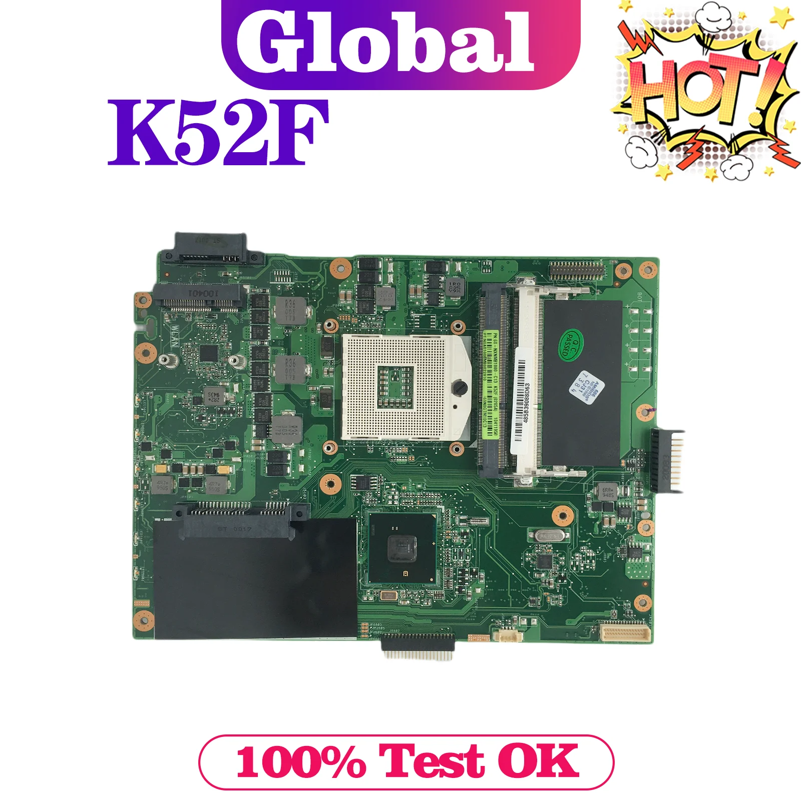 

KEFU K52F Mainboard For ASUS K52F X52F A52F Laptop Motherboard REV:2.0 DDR3 PGA989 MAIN BOARD TEST OK