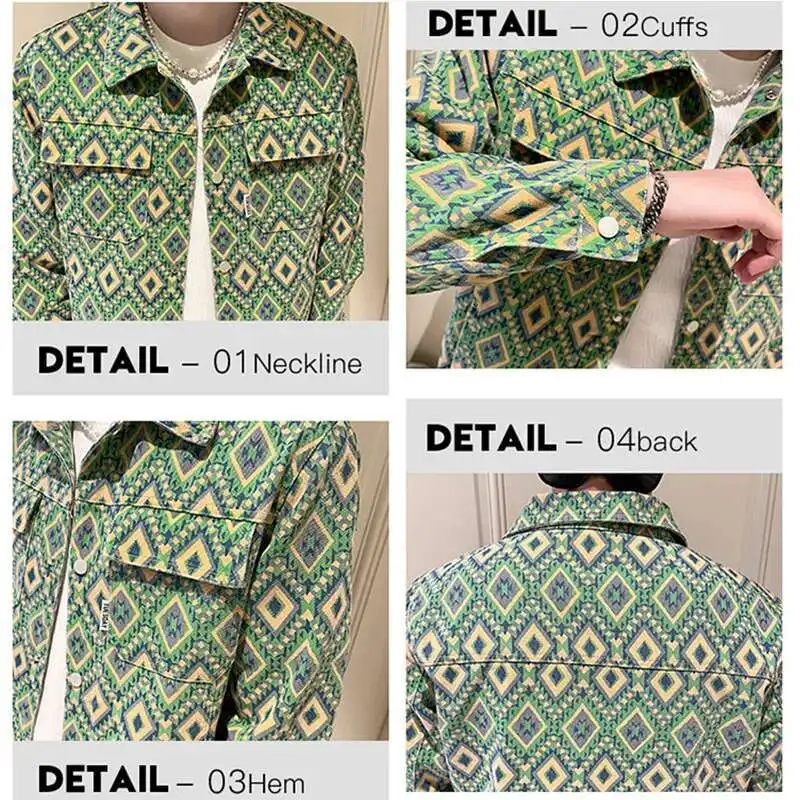 

Зеленая мужская куртка в клетку с принтом Dia, модные повседневные пальто, синие, черные джинсовые куртки, новинка 2023 года