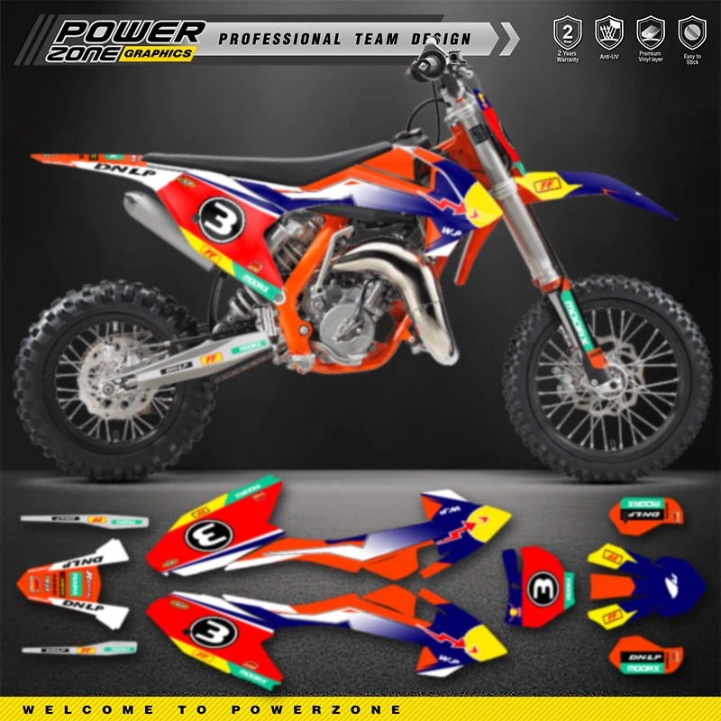 PowerZone Custom Team Graphics Backgrounds Decals For 3M Stickers Kit For KTM SX65 2016 2017 2018 2019 2020 SX65cc Number 20