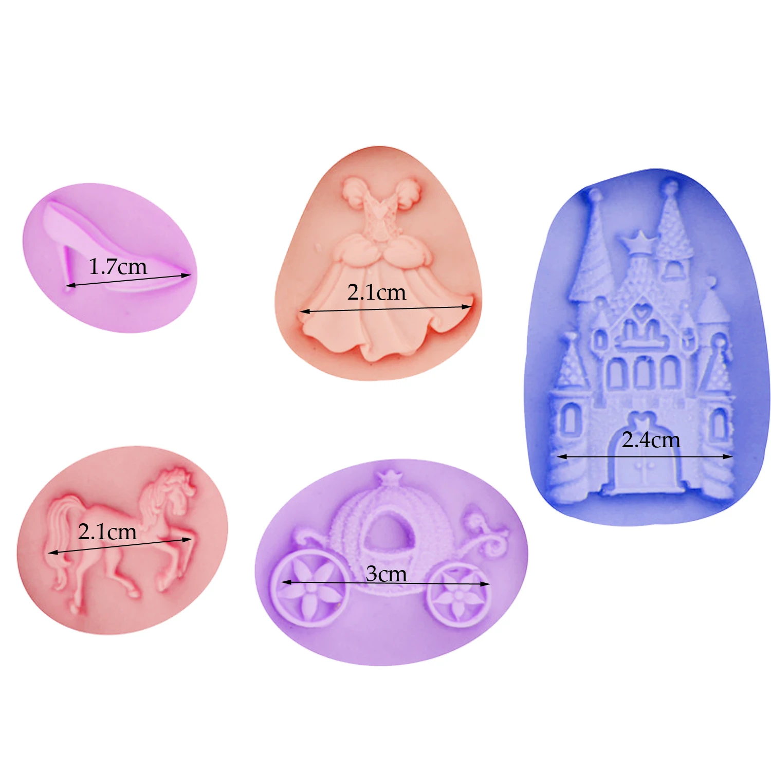 M0413 Castle/Skirt/Shoe/Horse/pumpkin car Fondant Soap 3D Cake Silicone Mold Cupcake Candy Chocolate Decoration Baking Tool