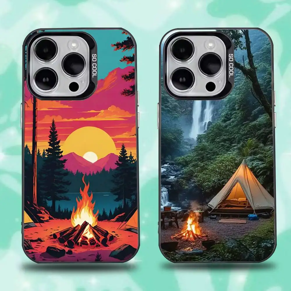 

Mountain outdoor camping Phone Case For iPhone 16,15,14,13,12,11,Pro,Max,Plus,Mini,XS,SE Anti Fall Black Matte Hard Bumper