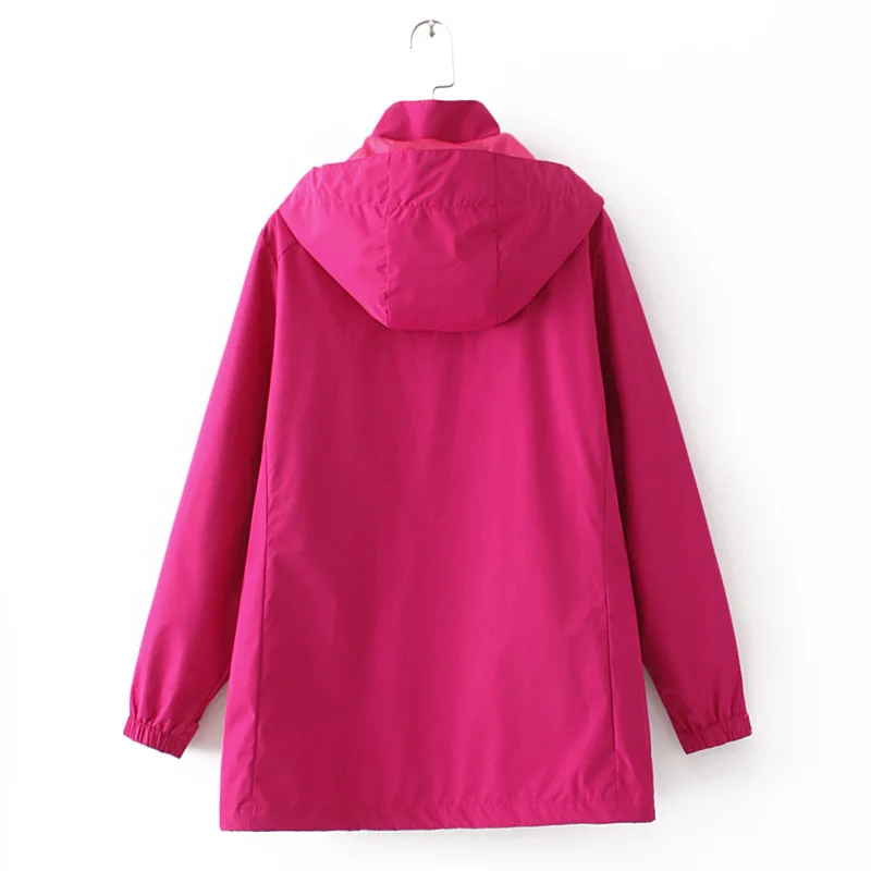 5XL Outdoor Jacket Plus Size Women Clothes Loose Fit STAND Collar Hooded Outewear Breathable Windproof Coat