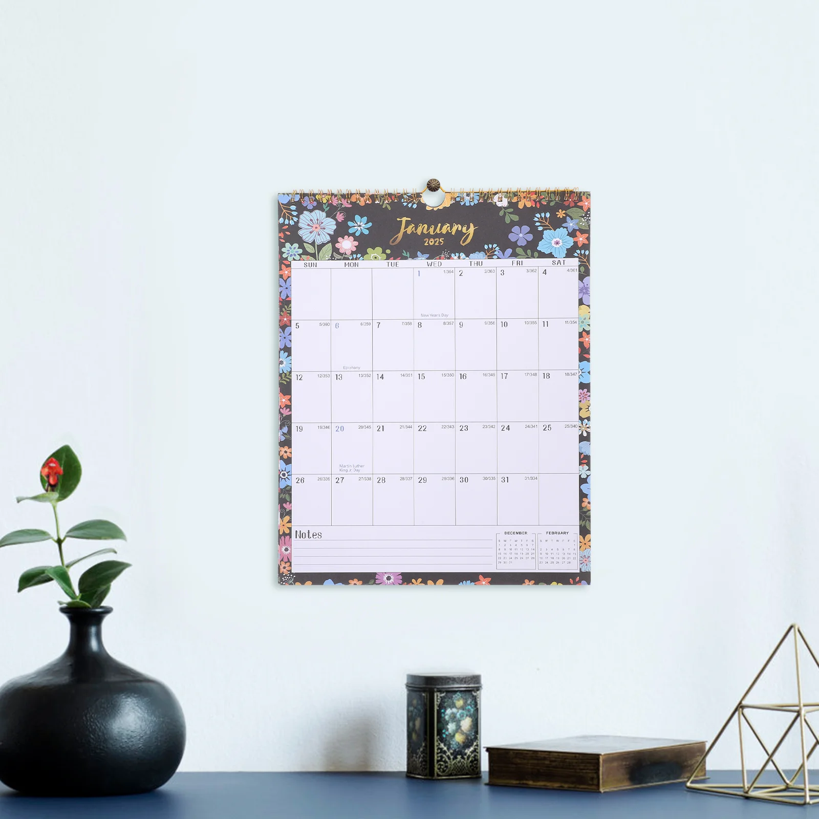 Wall Calendar Advent for Children Monthly Coil Office Tear Schedule Dating Classroom Large Floral Planner