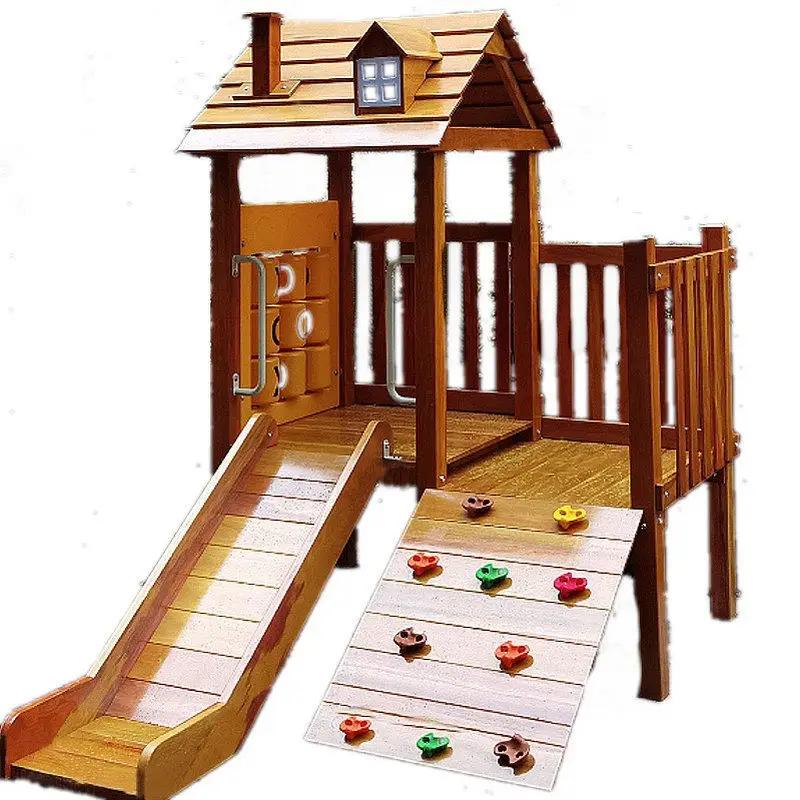 

Outdoor Huanghuali Multifunctional Climbing Frame Wooden Slide Swing Kindergarten Outdoor Toys