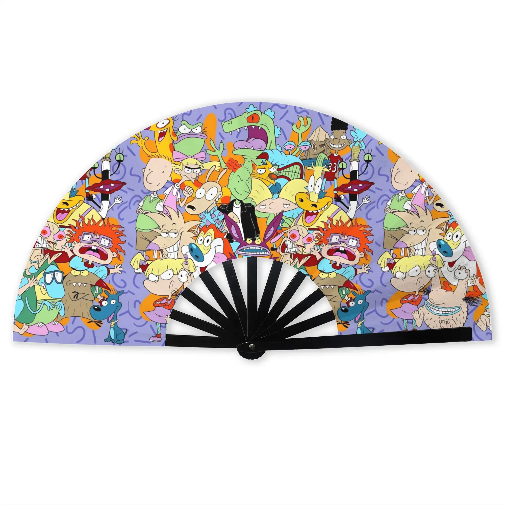 R-Rugrated Mangas Movie Hot Stylish Hand Fan Women  Polyester Fan Aesthetic Costume Prop Folding Fans For Sports Events Gift