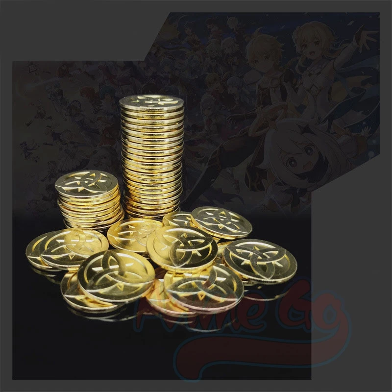 Game Genshin Impact Cosplay Props Accessories Key Buckle Element Dice Mora Gold Coin Primogems Brooch C07314