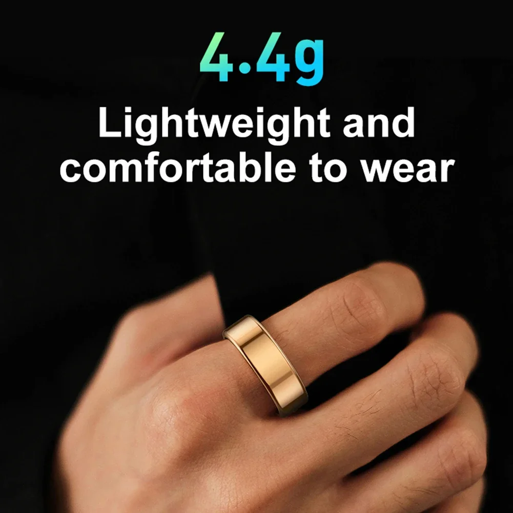 Titanium Steel Shell Health Sleep Heart Rate Monitoring Blood Oxygen Tracker IP68 & 3ATM Waterproof Smart Ring for Android iOS