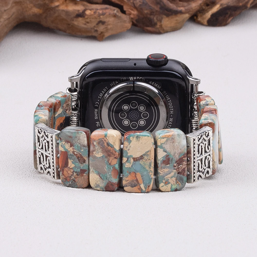 Shoushan stone Natural Beauty Elastic Handmade Smartwatch Straps Beaded Stretchy Wristand