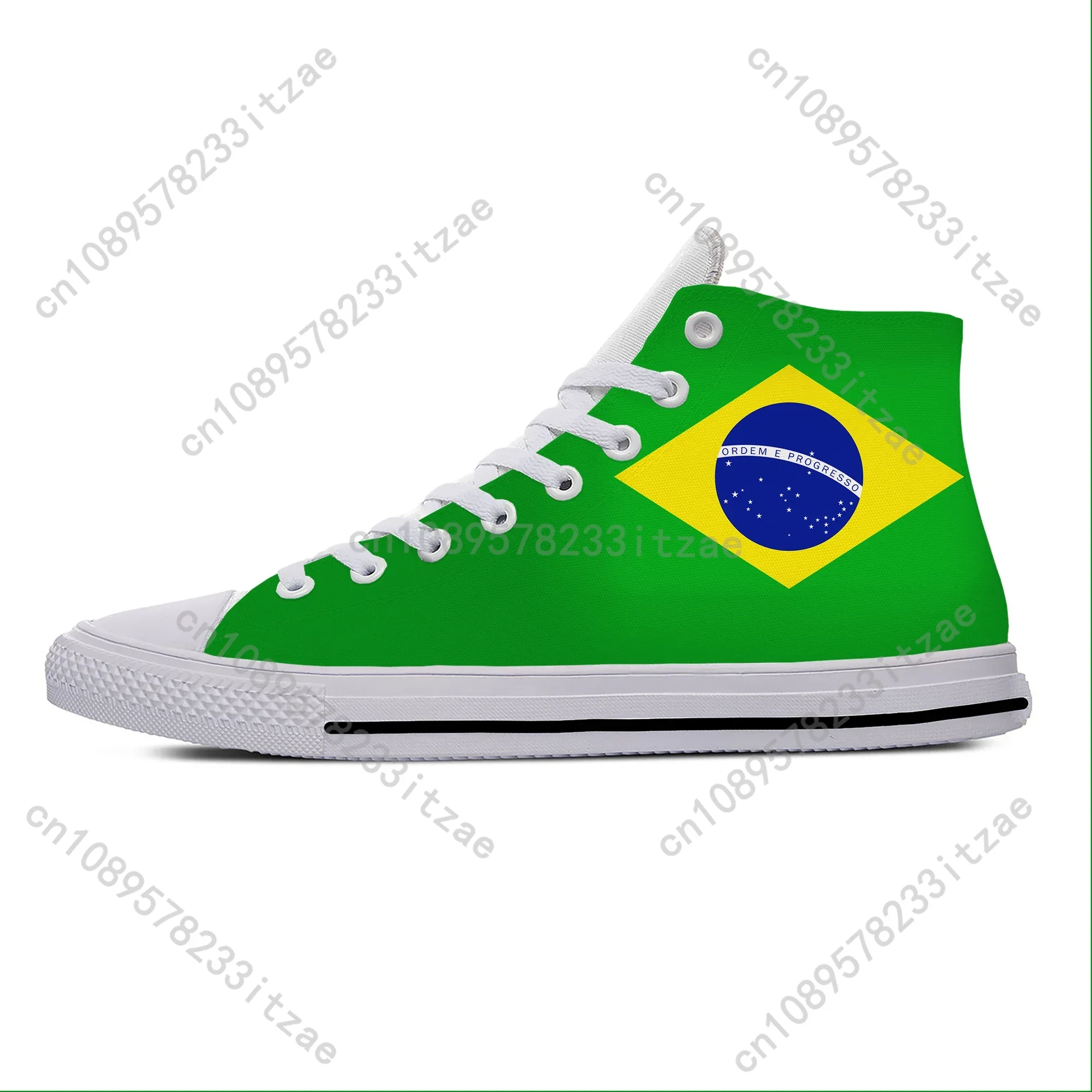 Hot Brazil Brazilian Flag Patriotic Funny Fashion Casual Shoes High Top Men Women Sneakers Classic High Top Classic Board Shoes