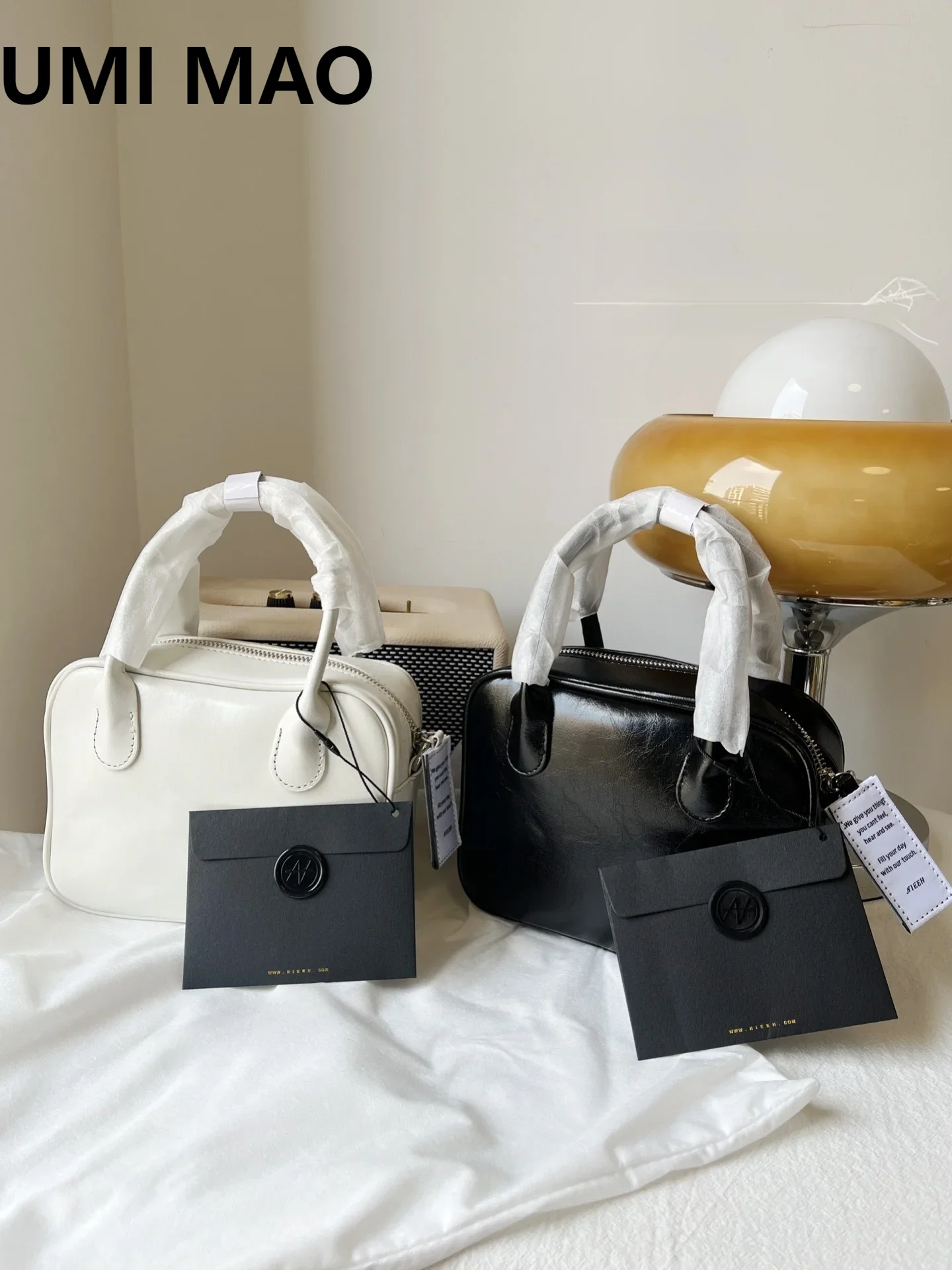 UMI MAO College Style Genuine Cowhide Leather Small Square Bag Single Shoulder Bag Slant Crossbody Bag Youth Casual Handbag