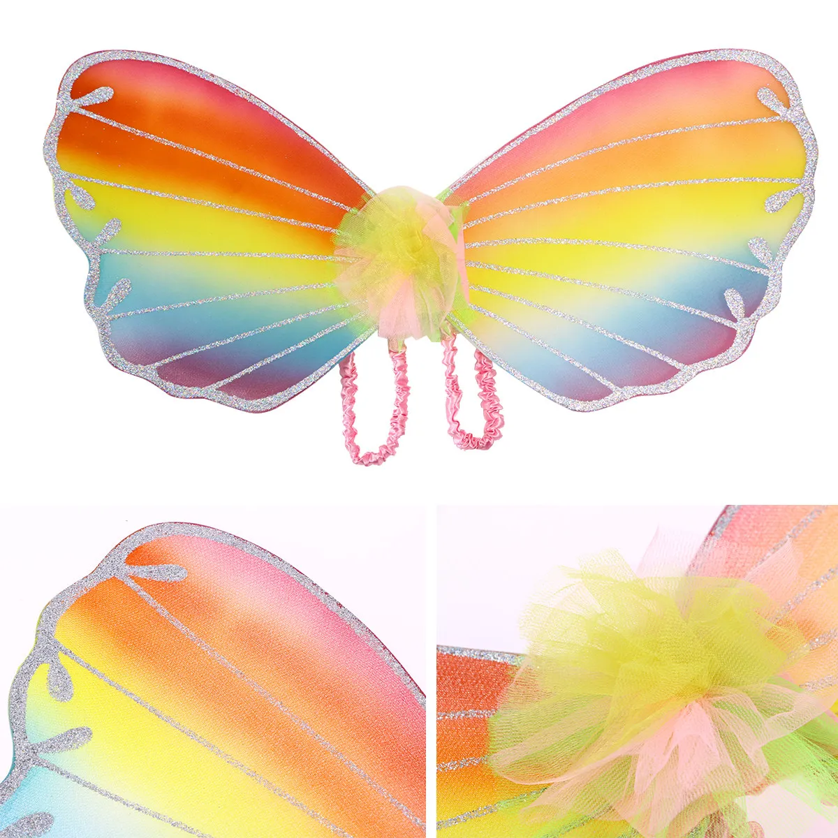 Girls Rainbow Fairy Dress Soft Comfortable Cosplay Costume for Performance Party Size M