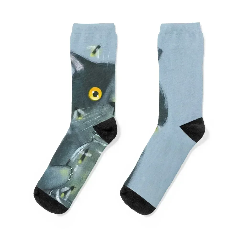 

Cat With Jar of Fireflies Socks loose football shoes Stockings man Socks Women Men's winter new in's sport Ladies Socks Men's
