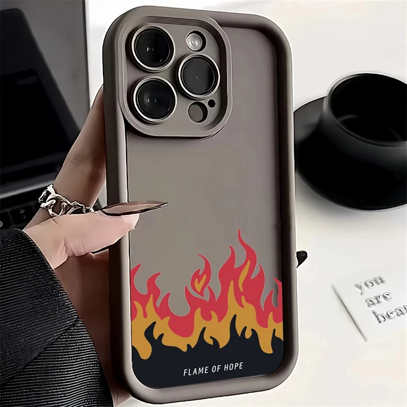 Red Flame Silicone Phone Case For iPhone 11 Cases iPhone 15 Pro Max Cases for iPhone 14 13 12 XS Max X XR 7 8 15 Plus Soft Cover