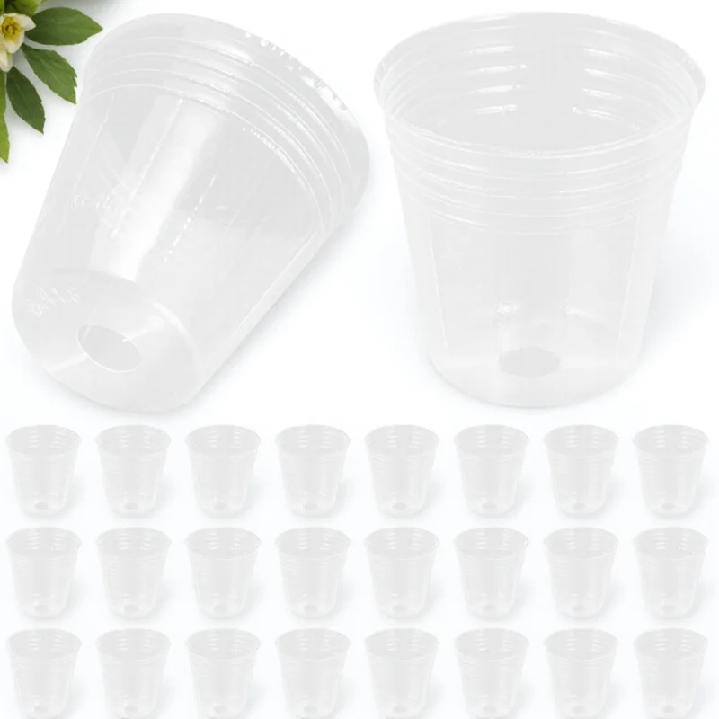 

50pcs Plant Pots Plastic Flower Pot For Succulents Clear Garden Planter With Nursery Pots For Plants Drainage Holes