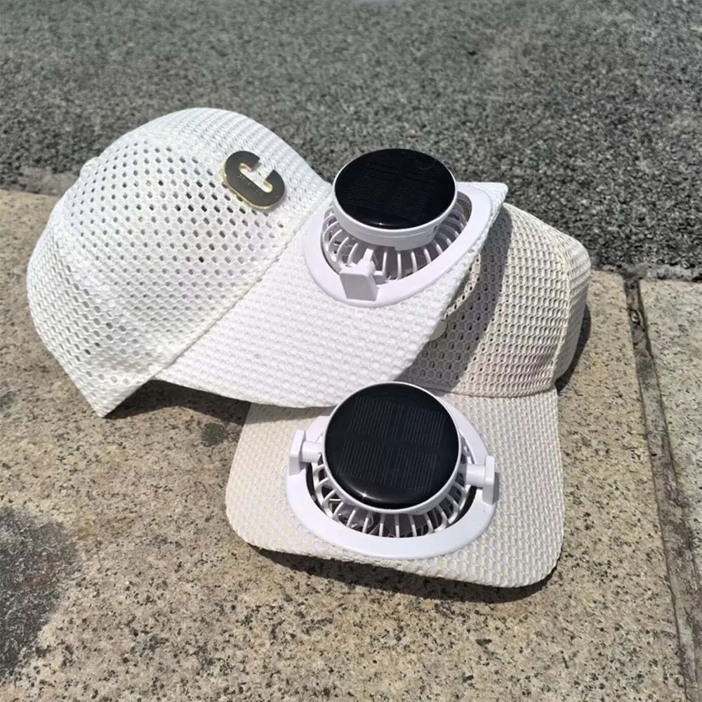 Portable Solar Powered Fan Baseball Cap 300mA Long-lasting Rechargeable Fan Hat Lightweight Polyester Cooling Mesh Peaked Cap