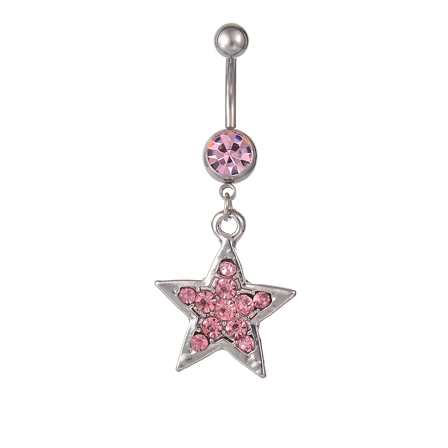 Korean Fashion Shiny Crystal Star Belly Rings Sexy Pink Cute Body Accessories Belly Piercing Y2K Charms Accessories