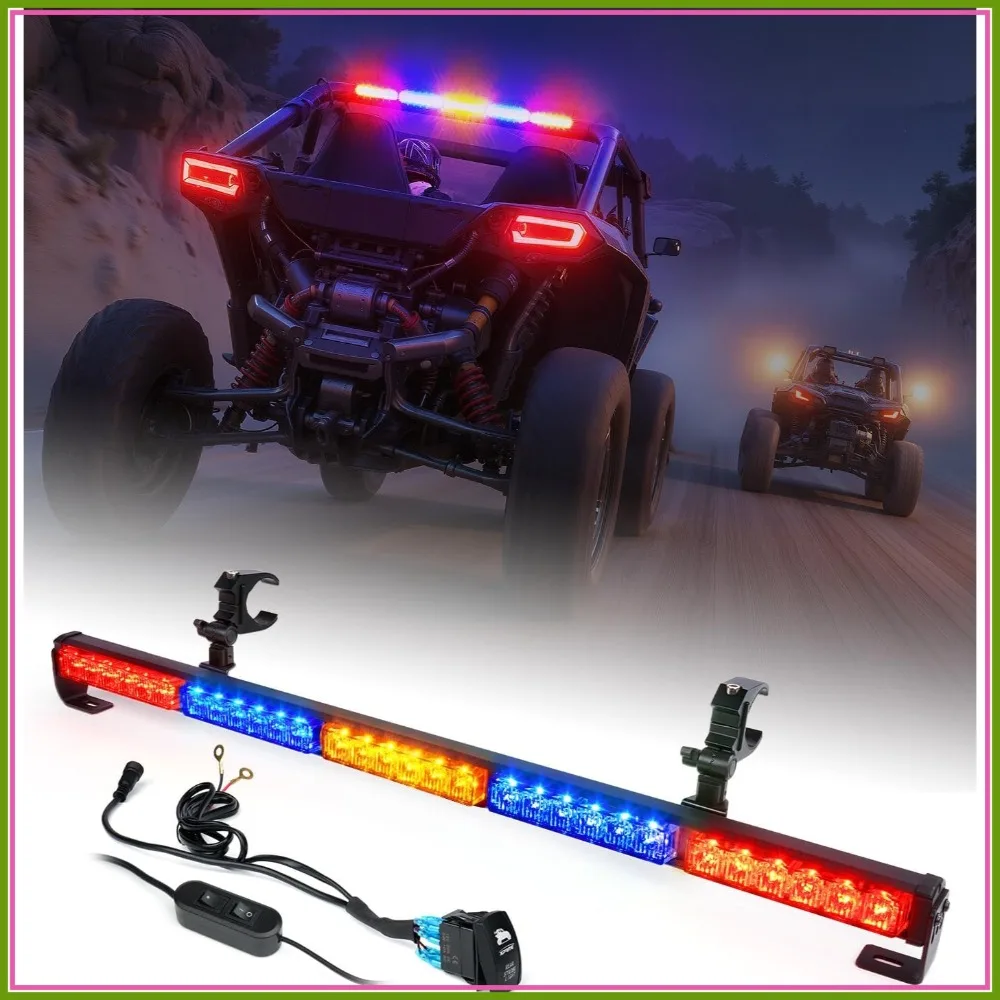 

30'' LED Chase Light Bar w/ 1.75''-2'' Roll Cage Mount, Rear Brake/Turn/Strobe for UTV