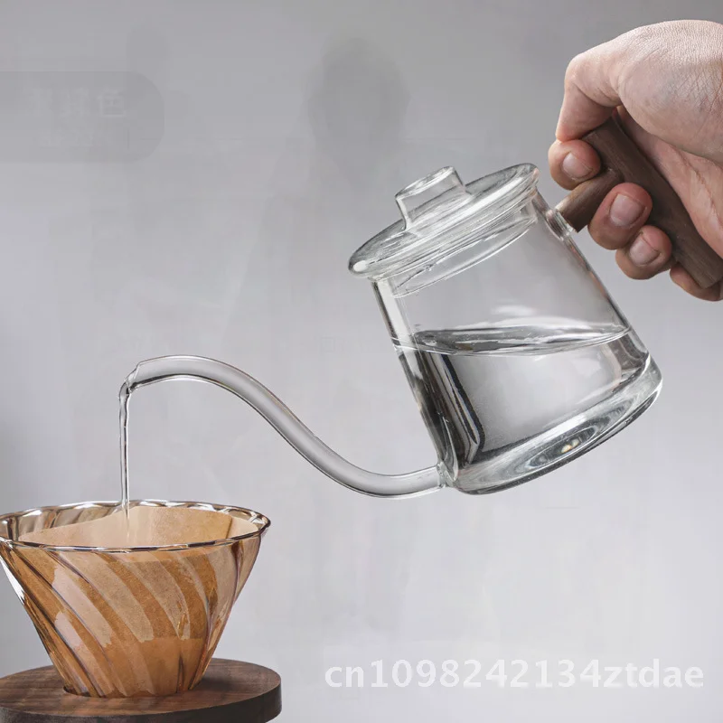 

Термостойкий стеклянный кофейник с длинным горлышком, ручной узлы, дизайн ушей, многофункциональный чайник с мелкими горлышками, премиум-качество