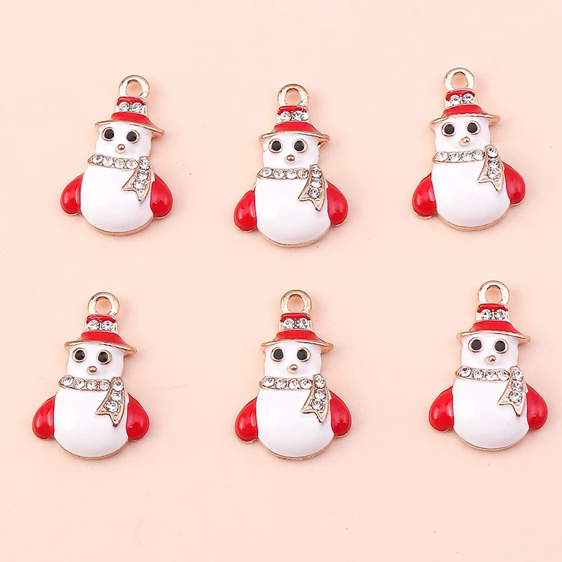 Mix Esmalte Natal Pingentes para Fazer Jóias, Papai Noel, boneco de neve, botas, brincos, colares, DIY Crafts Supply, 10Pcs, Lot