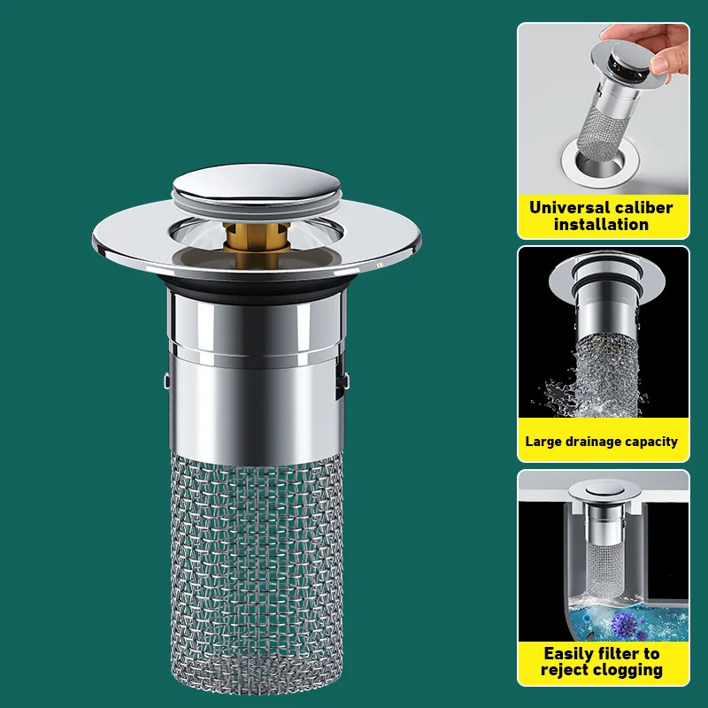 

1 шт. Заглушка для раковины из нержавеющей стали, с защитой от запаха, с выдвижным сердечником, нажимного типа, универсальный аксессуар для слива раковины