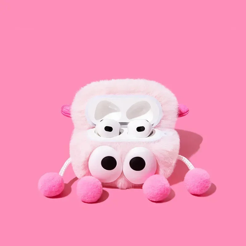 Plush Fur Case Cover For AirPods Pro 2 1 Pink Cute Bluetooth Earphone Protective Case for Apple Airpods 4 3 Headphones Box Cases